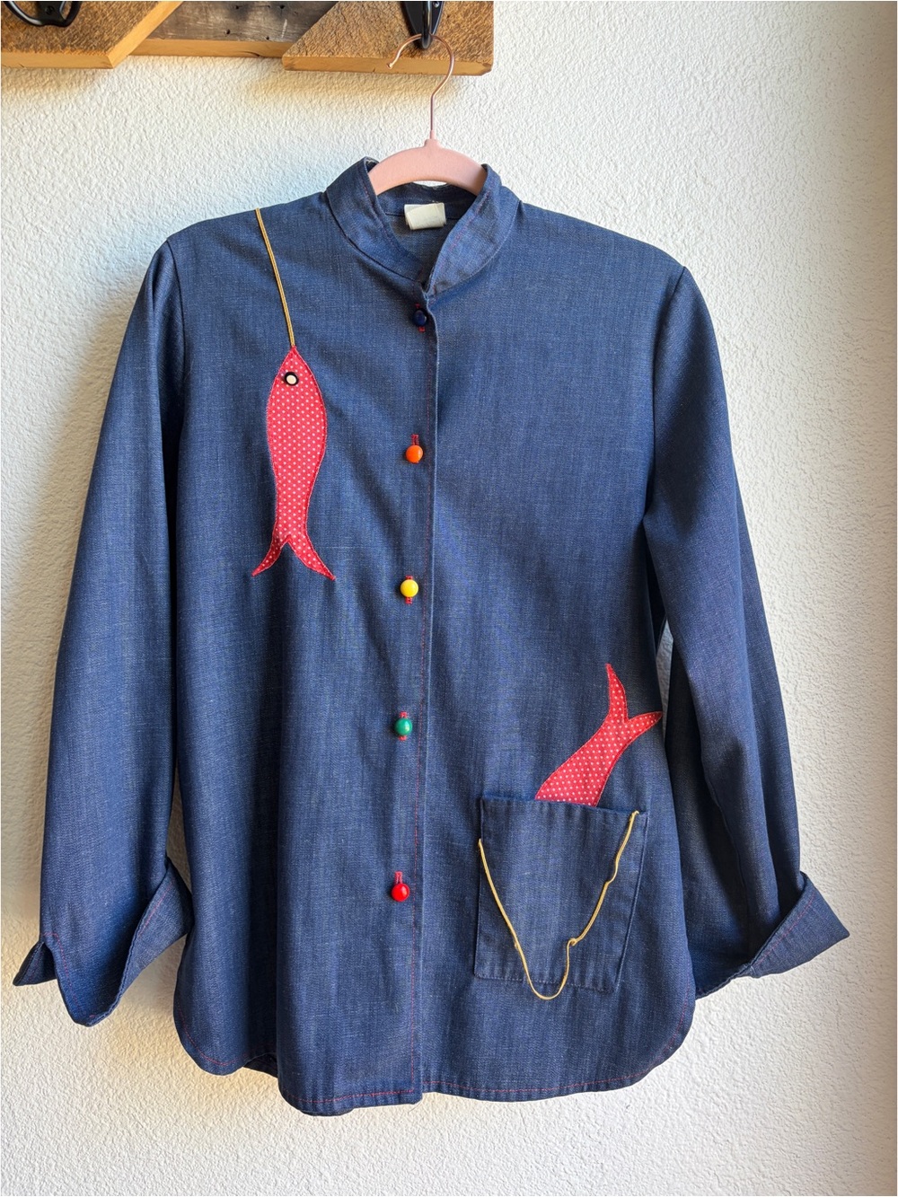 60s Just Joey Fishing Patchwork Denim Shacket Medium